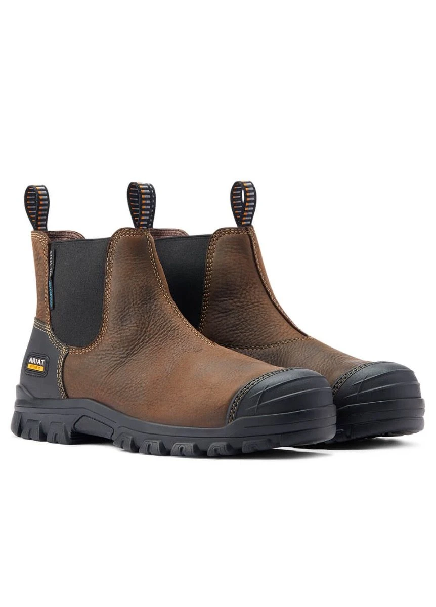 Ariat Mens Treadfast H20 Steel Toe Chelsea Boot - Dark Brown