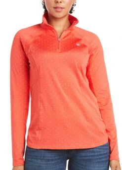 Ariat Womens Sunstopper 2.0 1/4 Zip Baselayer - Cayenne