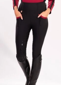 Blackfort Equestrian Training Tights - Black/Wine