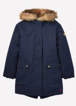 Joules Junior Bonnie Faux Fur Lined Parka - French Navy