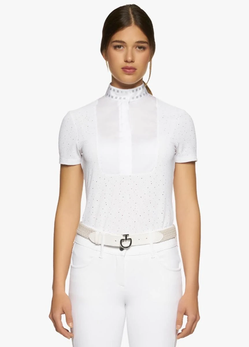 Cavalleria Toscana Micro Sequins Competition Shirt - White