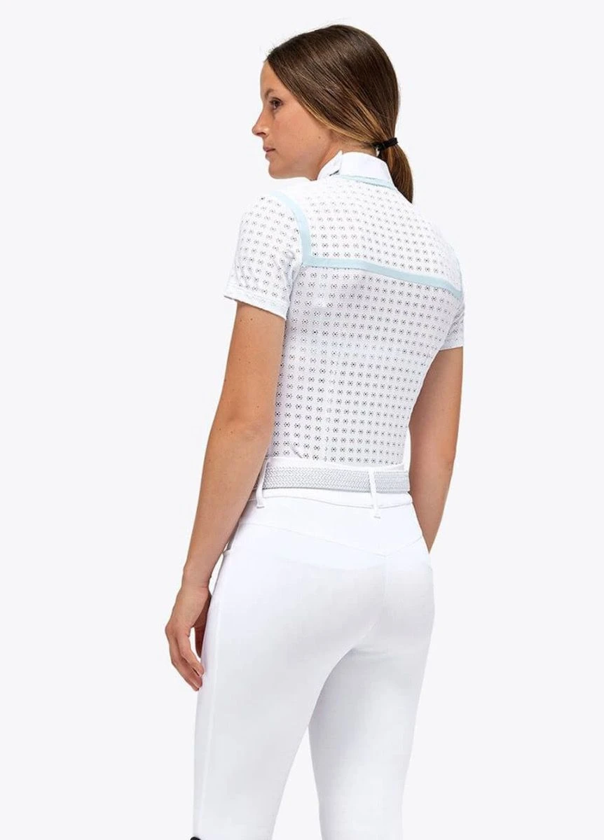 Cavalleria Toscana Jacquard Competition Polo - White/Blue