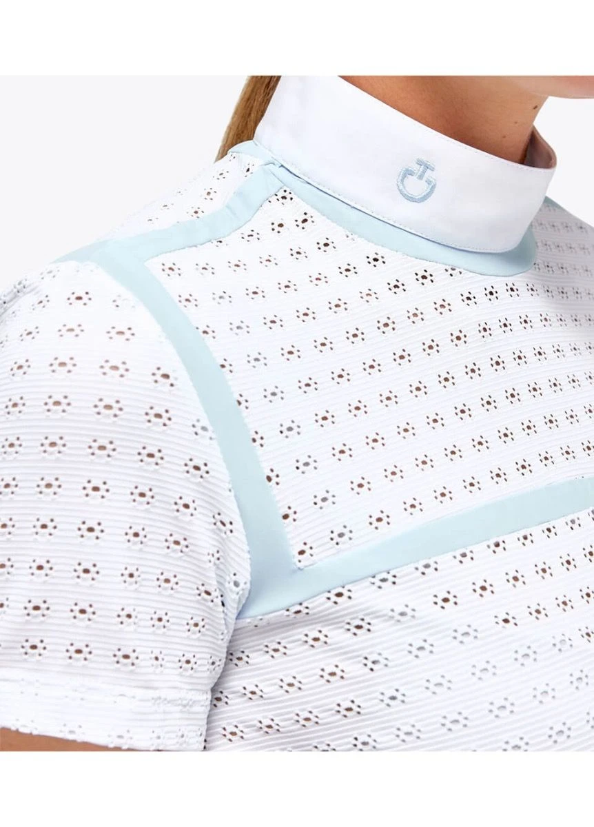 Cavalleria Toscana Jacquard Competition Polo - White/Blue