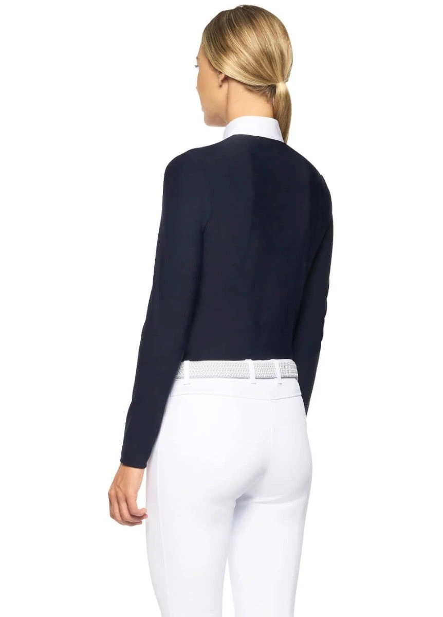 Cavalleria Toscana Long Sleeve Competition Polo Shirt - Navy