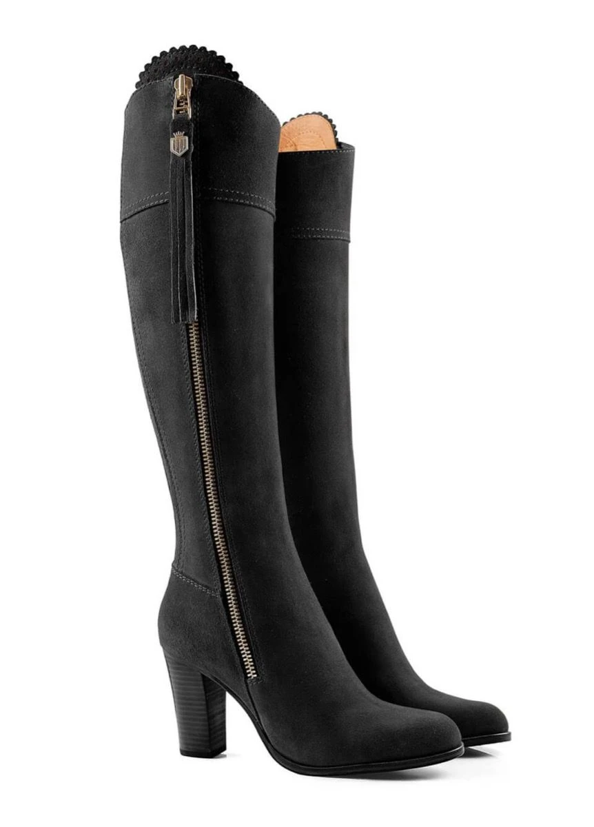 Fairfax & Favor High Heeled Regina Suede Boot - Black