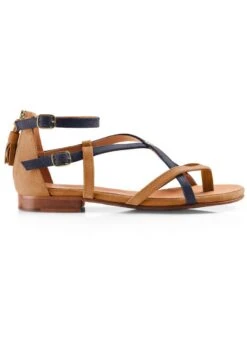 Fairfax & Favor Brancaster Sandal - Tan/Navy