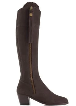 Fairfax & Favor Heeled Regina Suede Boot - Chocolate