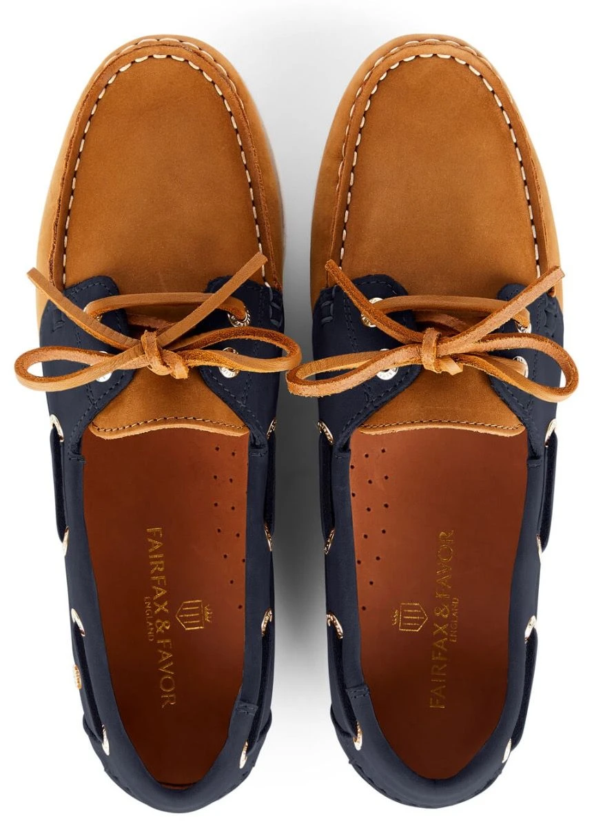 Fairfax & Favor Salcombe Deck Shoe - Tan/Navy