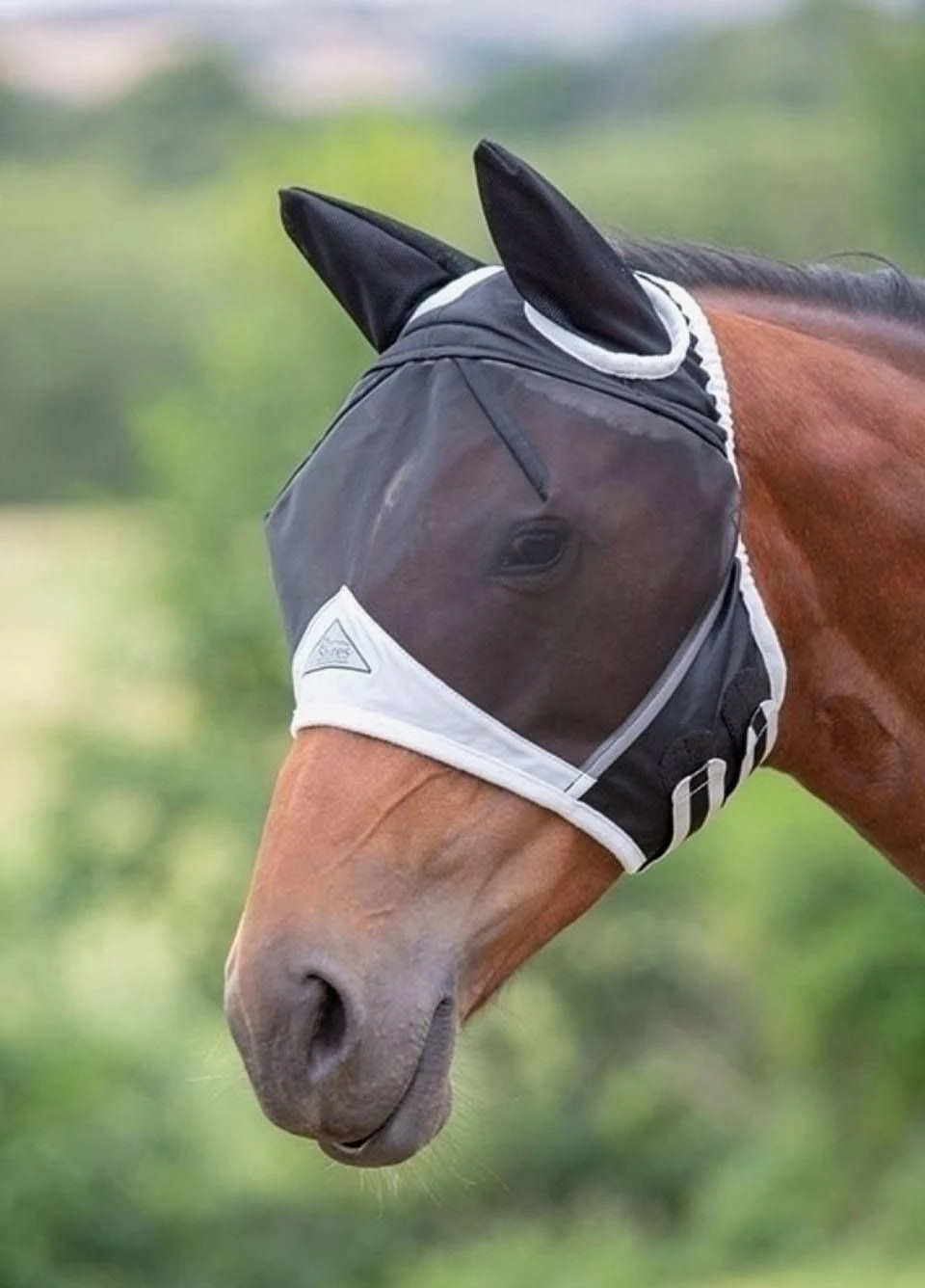 Shires Fine Mesh Fly Mask With Ears - Black