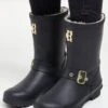 Holland Cooper Sherpa Lined Chelsea Wellington - Matte Black