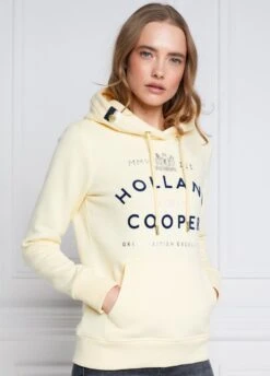 Holland Cooper GBE Flock Logo Hoodie- Lemon