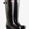 Hunter Womens Adjustable Gloss Tall Boot - Black