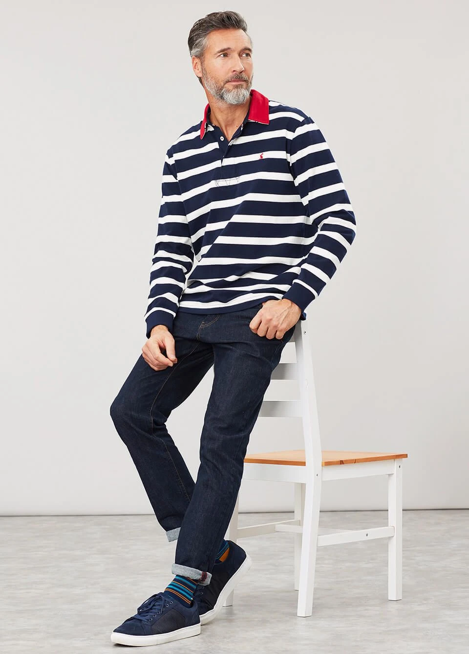Joules Mens Onside Rugby Shirt - Navy Stripe