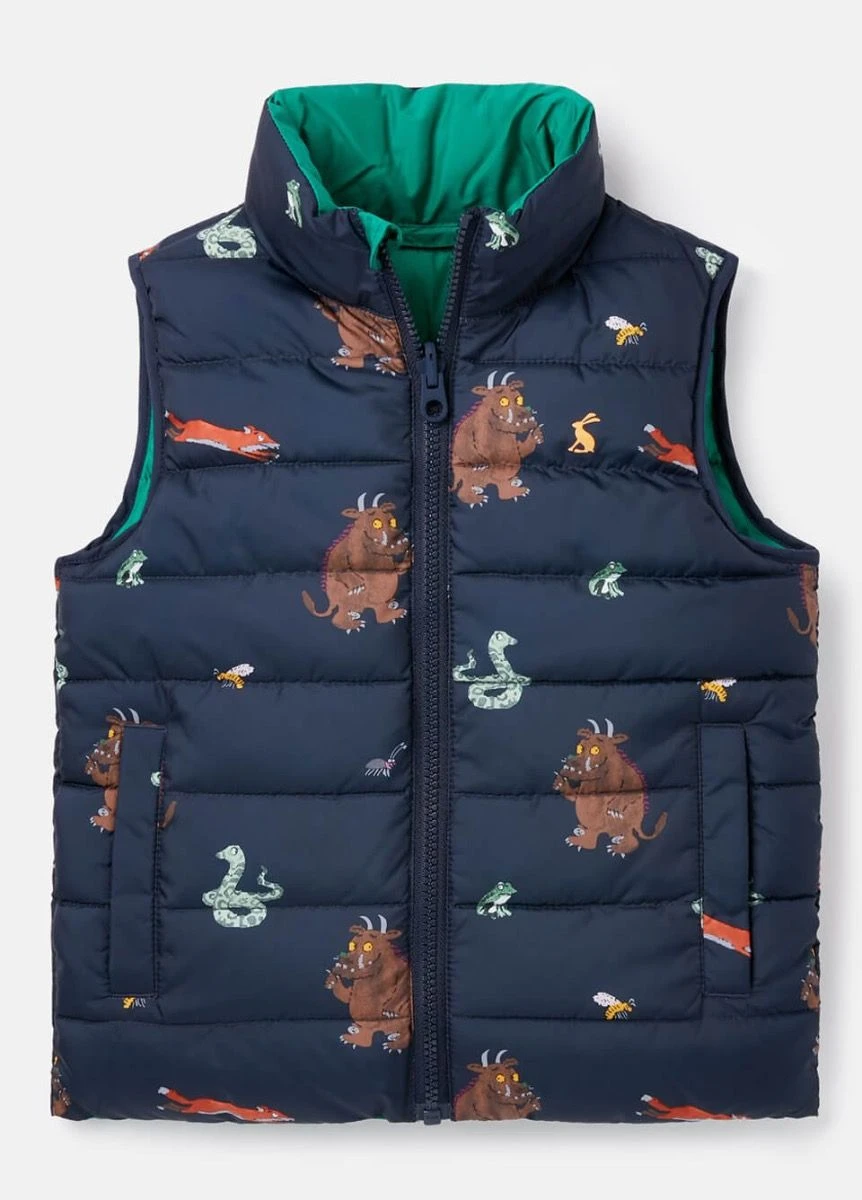Joules Children's Gruffalo Flip It Reversible Gilet - Navy