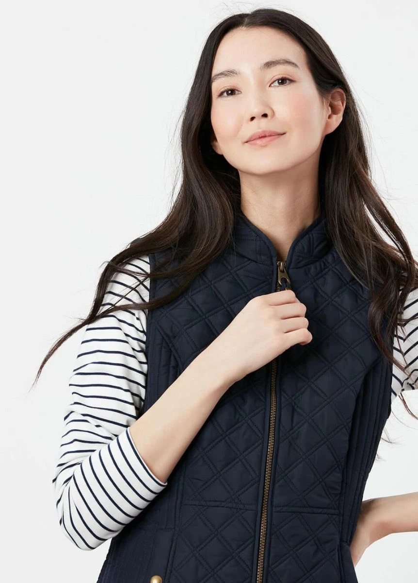 Joules Minx Diamond Quilted Gilet - Marine Navy