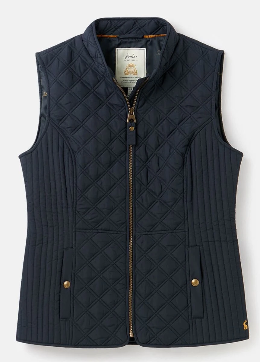 Joules Minx Diamond Quilted Gilet - Marine Navy