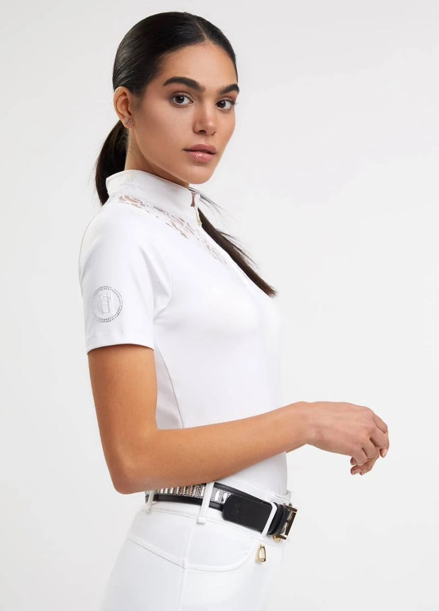 Holland Cooper Equestrian Lace Short Sleeve Base Layer - Ice White