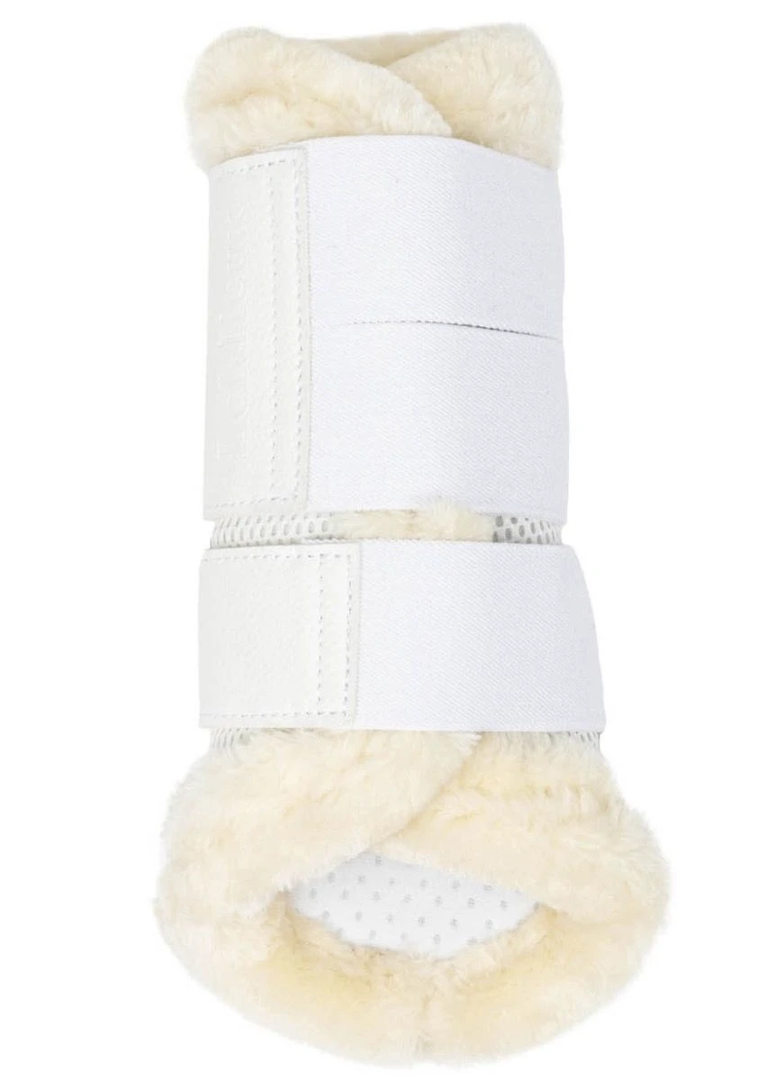 LeMieux Fleece Edged Mesh Brushing Boots - White/Natural