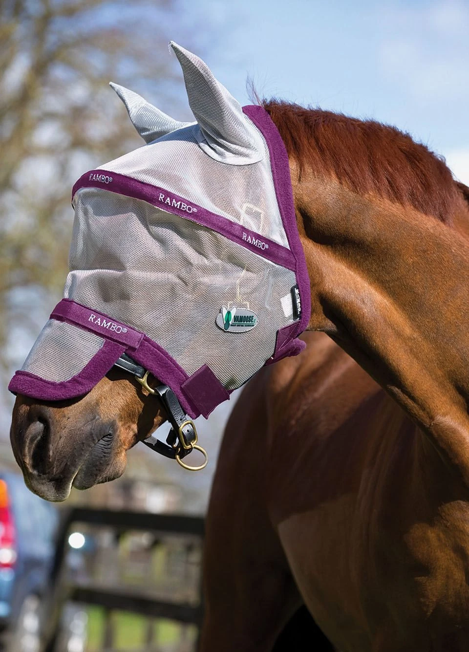 Rambo Plus Fly mask - Vamoose - Silver/Purple