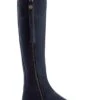 Fairfax & Favor Ladies Flat Regina Narrow Fit Suede Boot - Navy
