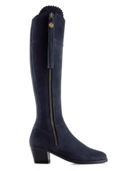 Fairfax & Favor Ladies Heeled Regina Narrow Fit Suede Boot - Navy