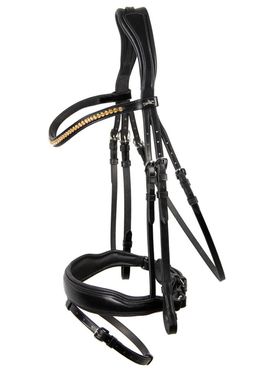 Schockemohle Stanton Select Flash Bridle - Black/Orange