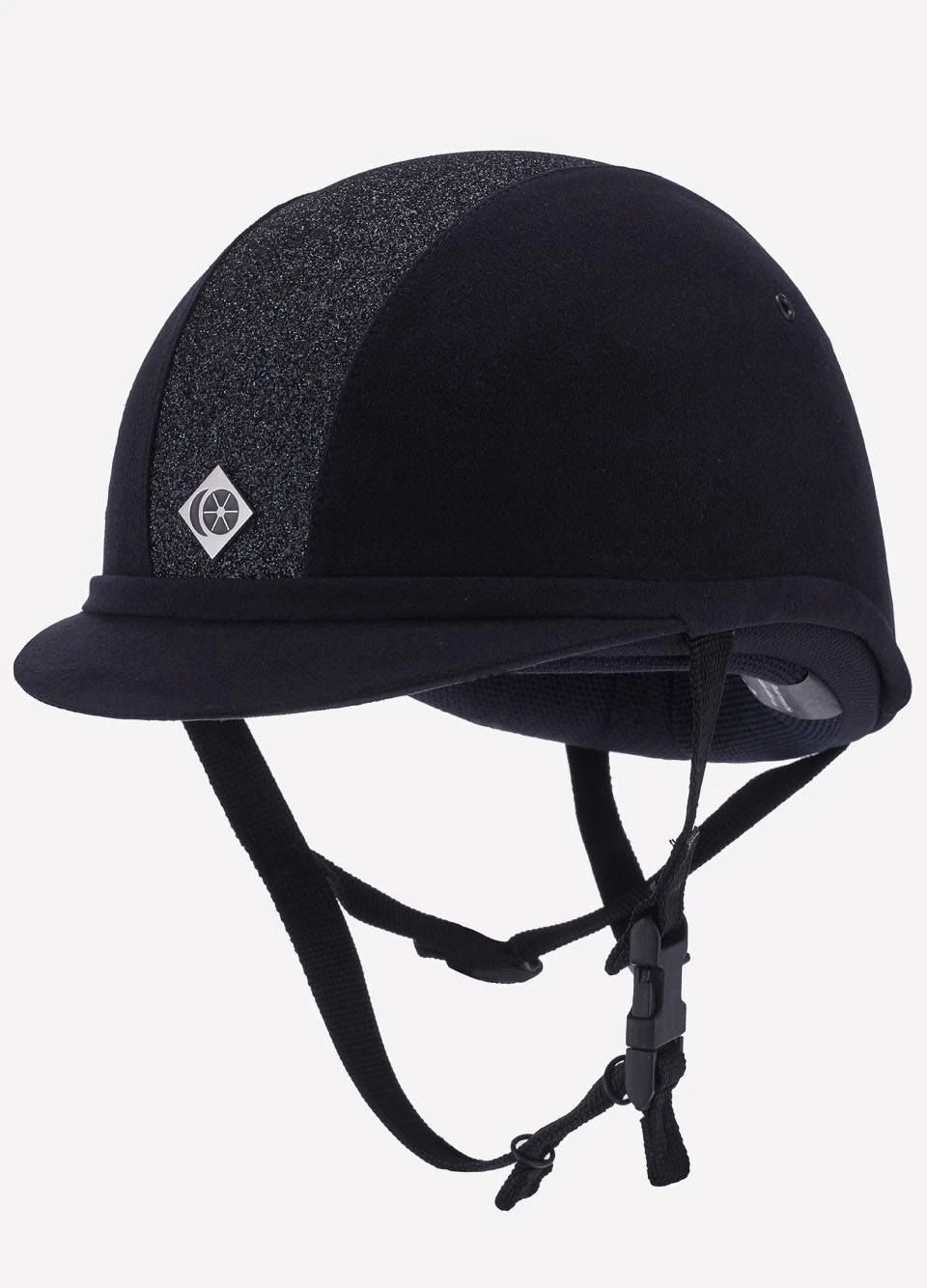 Charles Owen Sparkly YR8 Junior Riding Hat- ROUND FIT - Navy/Navy